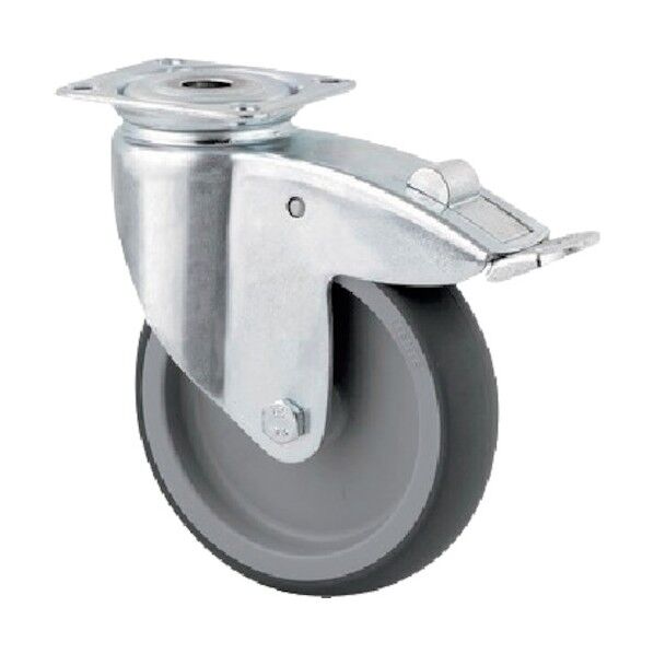 プレート式キャスターAGILA(エラストマー車) φ150 自在式(トータルロック付) 2477PJO150P50 1点