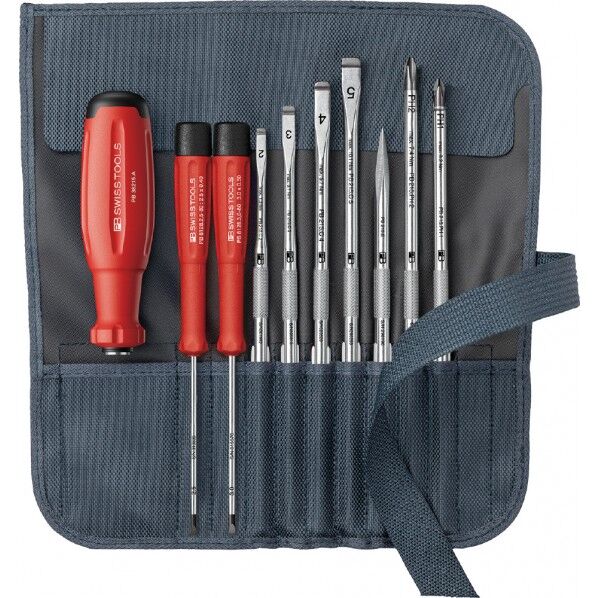 スイスグリップEVO 差替式ドライバーセット 9本組 グレー ロールアップケース付