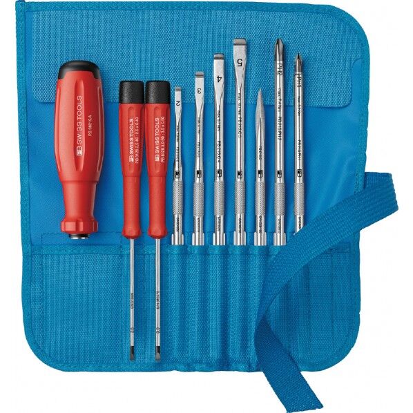 スイスグリップEVO 差替式ドライバーセット 9本組 ターコイズ ロールアップケース付