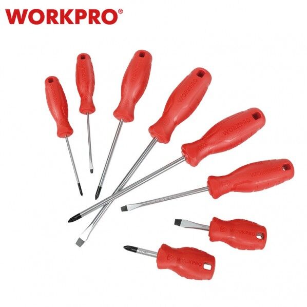 WORKPRO ワークプロ 先端磁気付き クロムバナジウム鋼を使用 ドライバーセット 8本組 WP200502 1セット