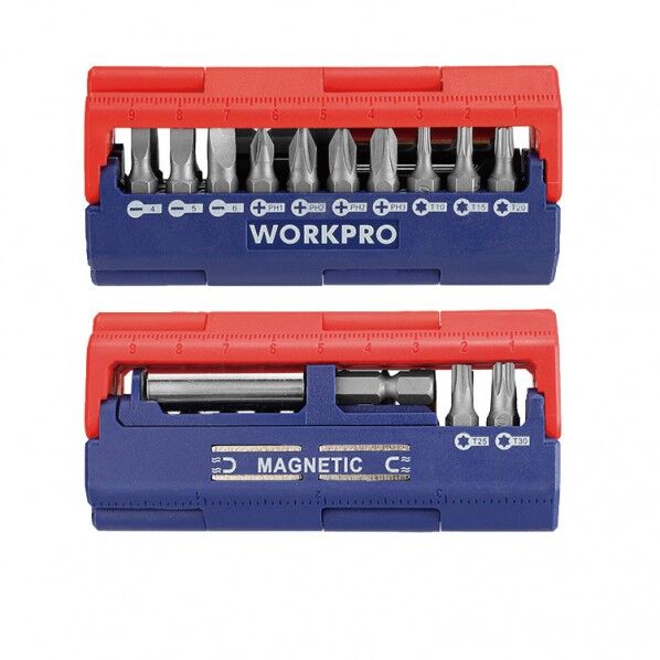 WORKPRO ワークプロ 簡単取り出し可能 クロムバナジウム鋼製磁気付き ホルダー付ビットセット 13点組 WP221062 1セット