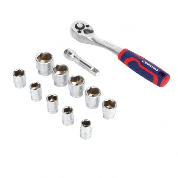 WORKPRO ワークプロ DIY時に大活躍 差込角3/8インチ ソケットレンチセット ソケットサイズ10-22mm 12点組 WP202585 1セット