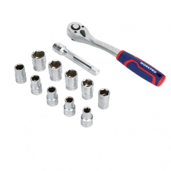 WORKPRO ワークプロ DIY時に大活躍 差込角1/2インチ ソケットレンチセット 10-22mm 12点組 WP202586 1セット