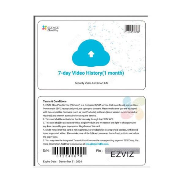 EZVIZクラウド録画1年ライセンスカード 30日保存 CLOUD-30D1Y 1点