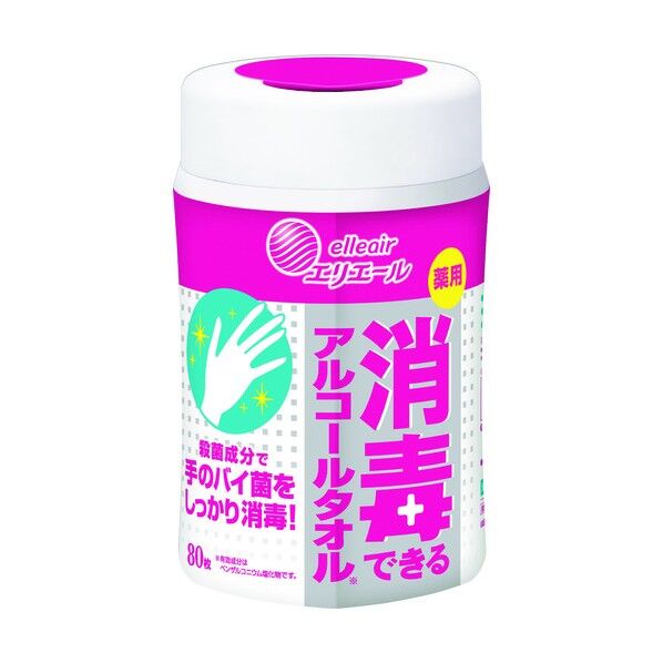 消毒できるアルコールタオル 本体80枚 733612 12個