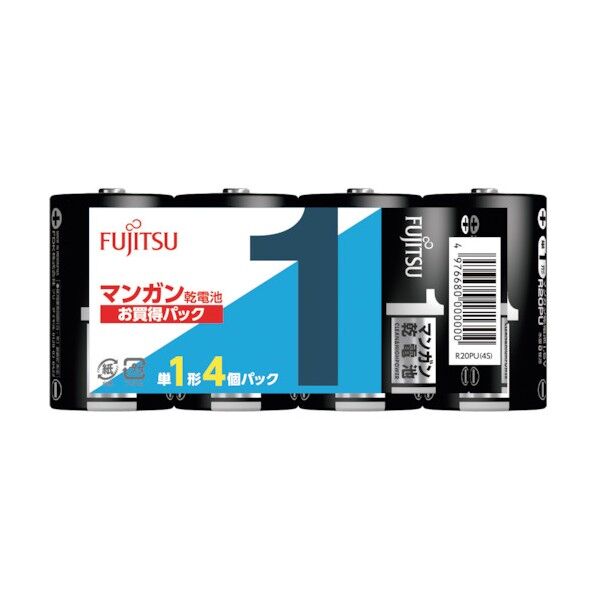 マンガン乾電池 単1形 1.5V R20PU パック R20PU(4S) 4個