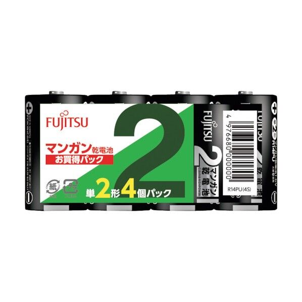 マンガン乾電池 単2形 1.5V R14PU パック R14PU(4S) 4個