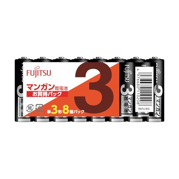 マンガン乾電池 単3形 1.5V R6PU パック R6PU(8S) 8個