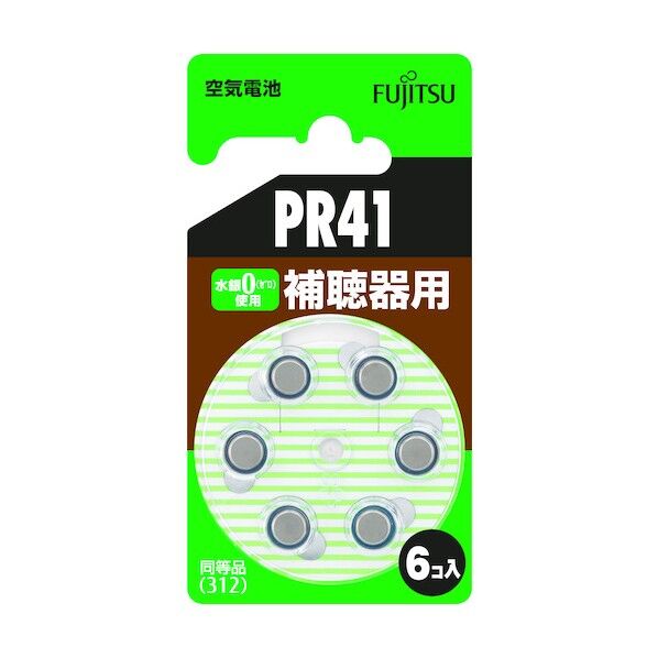 富士通 空気電池 1.4V PR41 パック PR41(6B) 6個...