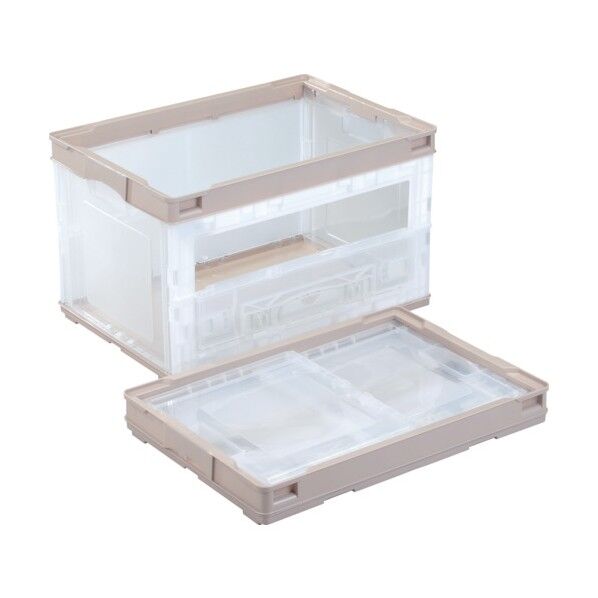 折りたたみコンテナー CB-51NRL片扉Lベージュ/透明 CB51NRL KTL BET 1点