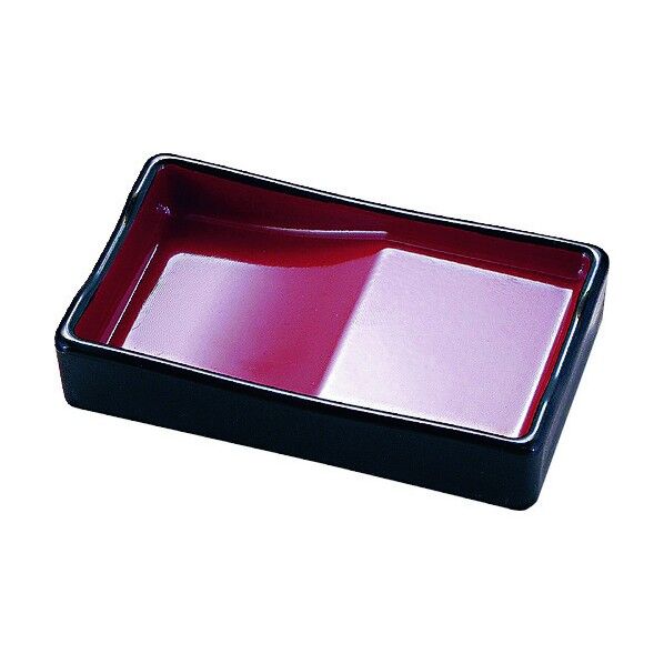 箸置キ付長角醤油皿 黒内朱 RSY8801 1個