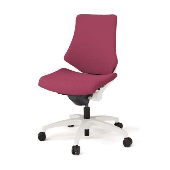 エフチェア クロスバック ローバック 脚ホワイト・布地ラズベリーレッド