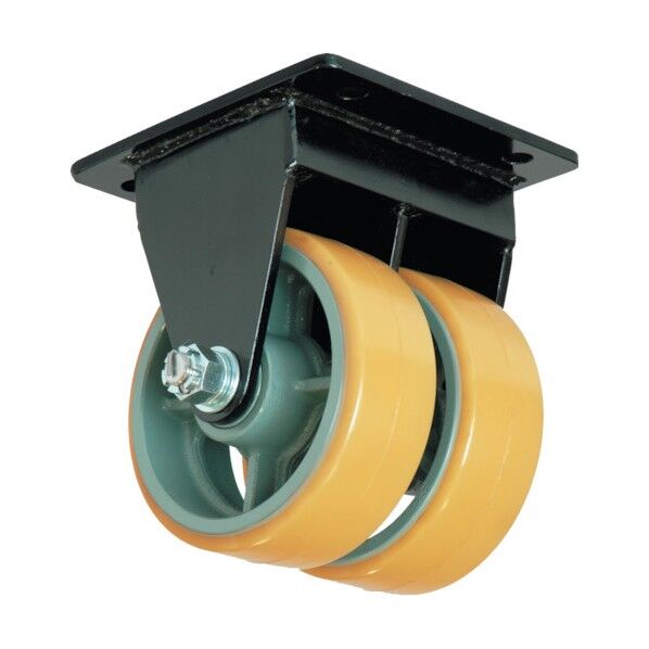 鋳物超重荷重用双輪キャスター固定車ウレタン車輪付UHBWーk200X75 UHBW-K200X75 1点