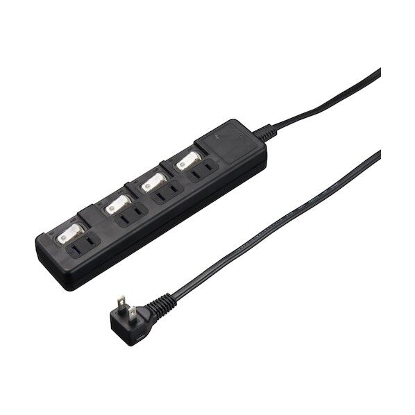 雷ガード付 4個口 節電タップ 0.3m ブラック H8KS4403BK 1個