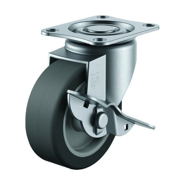 SUS-SG-S型キャスター 自在車プレート式(ストッパー付) 径50mm エラストマー車輪 SUS-SG-50ELS 1個