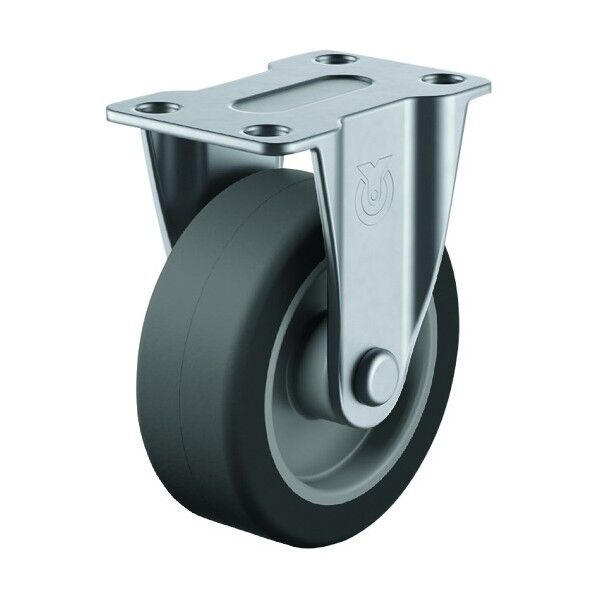SUS-SR型キャスター 固定車プレート式 径75mm エラストマー車輪