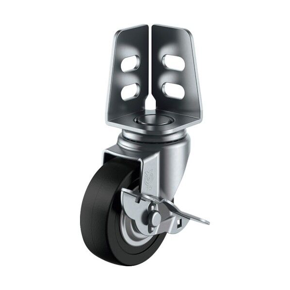 アングル 自在 キャスター 導電ゴム 車輪径75mm ストッパー付き Sタイプ SA-S型 取付寸法20×21,16