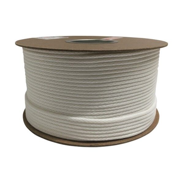 ポリエステル金剛打ロープ ドラム巻 ホワイト 5mm×200m RSX-9 1巻