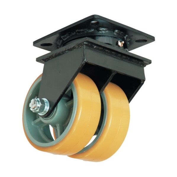鋳物超重荷重用双輪キャスター自在車ウレタン車輪付UHBwーg150X75 UHBW-G150X75 1点