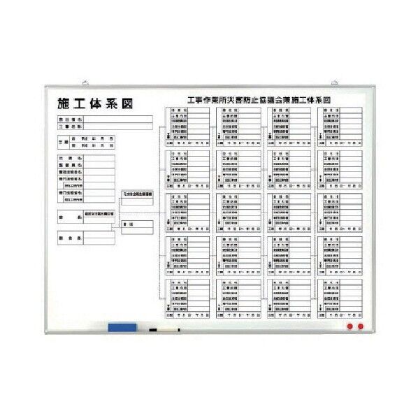 ユニット 施工体系図 水性ペン・消し具付(屋内用) 900×1200 317-73 1個