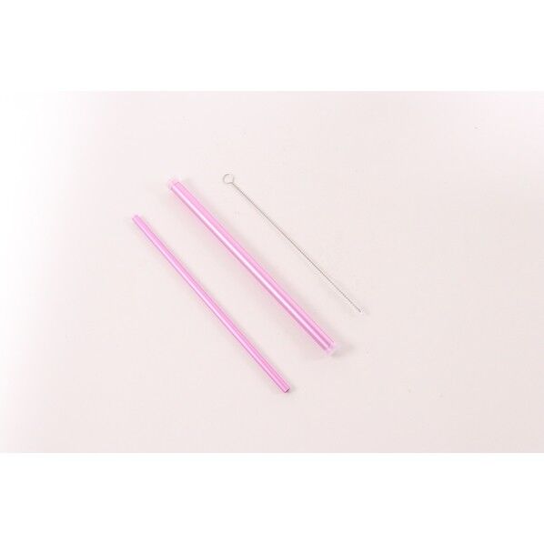 アルミクールストロー ケース・ブラシ付 ピンク