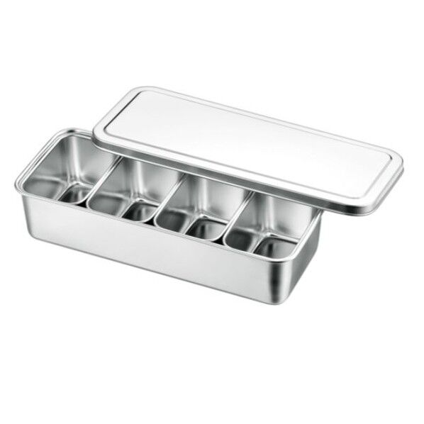 ステンレスバット蓋付き(仲子入り) 4ツ入長 1-4532-02 1個