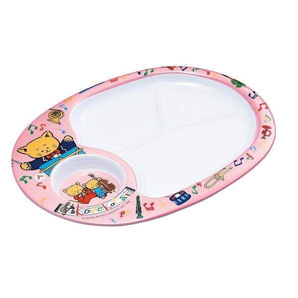 メラミンオ子様ランチ皿 コネコタイ ピンク RLV37 1個