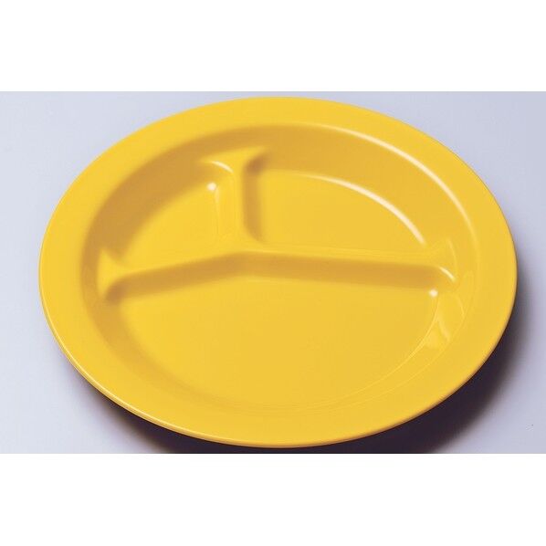 (イエロー) PP丸ランチ皿 三ツ切 1714Y 1個