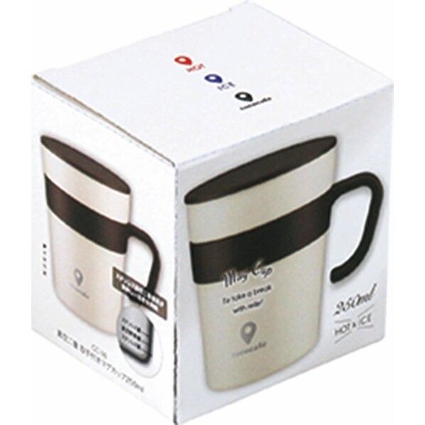 ココカフェ 真空二重 取手付きマグカップ 250ml ブラック 110×83×98mm CC-15 1個
