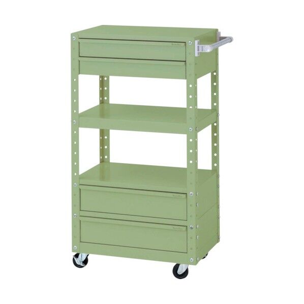スペシャルワゴン 移動式 キャビネット深型1段×2個、浅型2段×1個グリーン W6CUH-SBM2-G 1点
