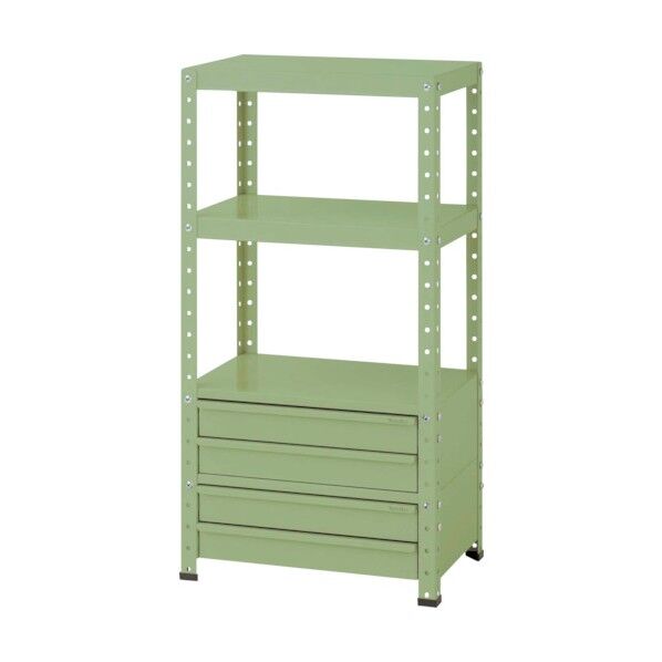 スペシャルワゴン 固定式 キャビネット浅型2段×2個グリーン W6H-BS2-G 1点