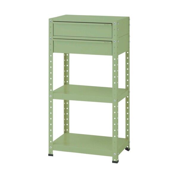 スペシャルワゴン 固定式 キャビネット深型1段×2個グリーン W6H-M2-G 1点