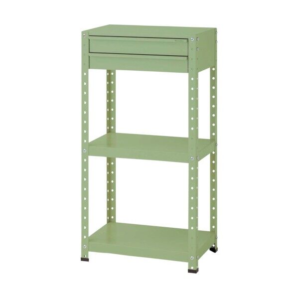 スペシャルワゴン 固定式 キャビネット浅型2段×1個グリーン W6H-S-G 1点