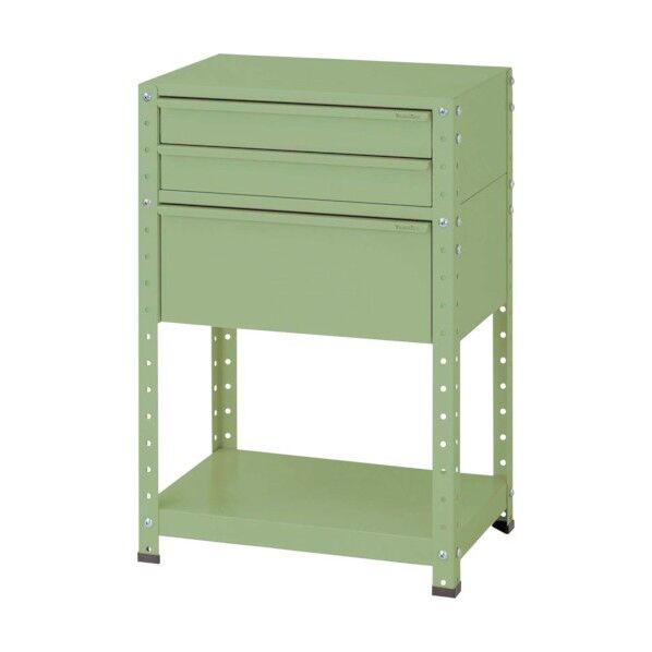 スペシャルワゴン 固定式 キャビネット浅型2段×1個、超深型1段×1個グリーン W6-SD-G 1点