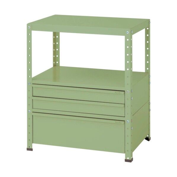 スペシャルワゴン 固定式 キャビネット浅型2段×1個、超深型1段×1個グリーン W7-BSD-G 1点
