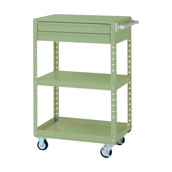 スペシャルワゴン 移動式 キャビネット浅型2段×1個グリーン W7CSH-S-G 1点