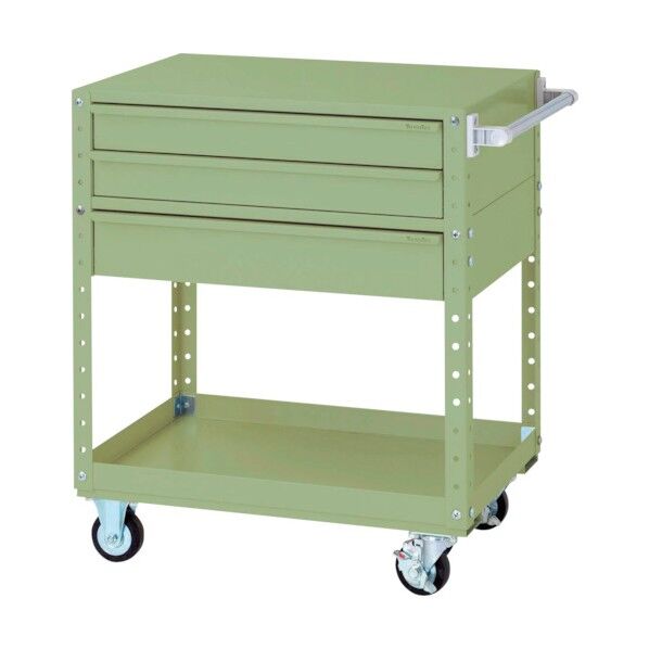 スペシャルワゴン 移動式 キャビネット浅型2段×1台、深型1段×1個グリーン W7CS-SM-G 1点