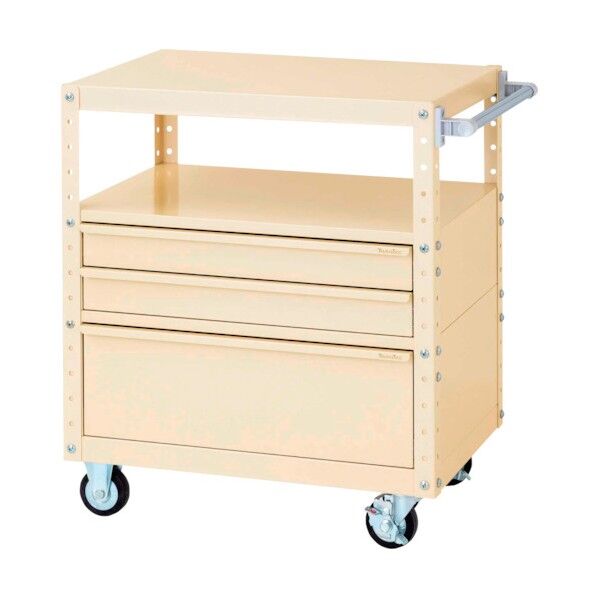 スペシャルワゴン 移動式 キャビネット浅型2段×1個、超深型1段×1個アイボリー W7CU-BSD-IV 1点