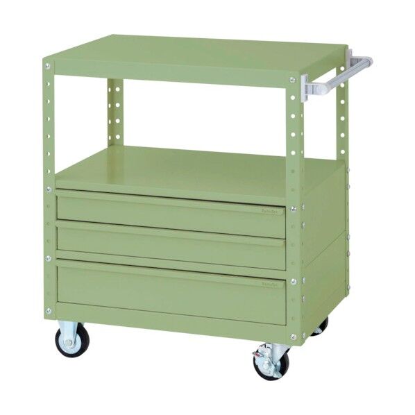 スペシャルワゴン 移動式 キャビネット浅型2段×1個、深型1段×1個グリーン W7CU-BSM-G 1点
