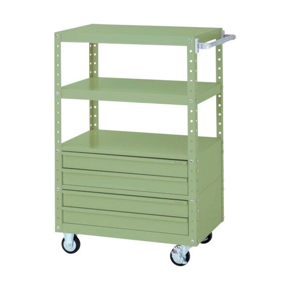 スペシャルワゴン 移動式 キャビネット浅型2段×2個グリーン W7CUH-BS2-G 1点