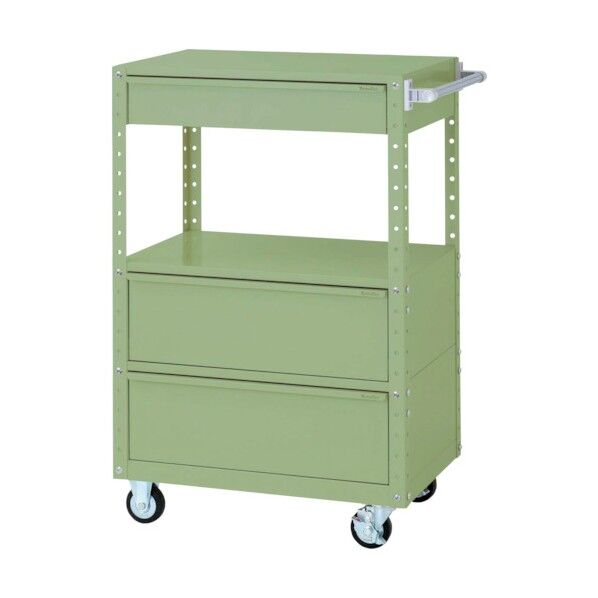 スペシャルワゴン 移動式 キャビネット超深型1段×2個、深型1段×1個グリーン W7CUH-MBD2-G 1点