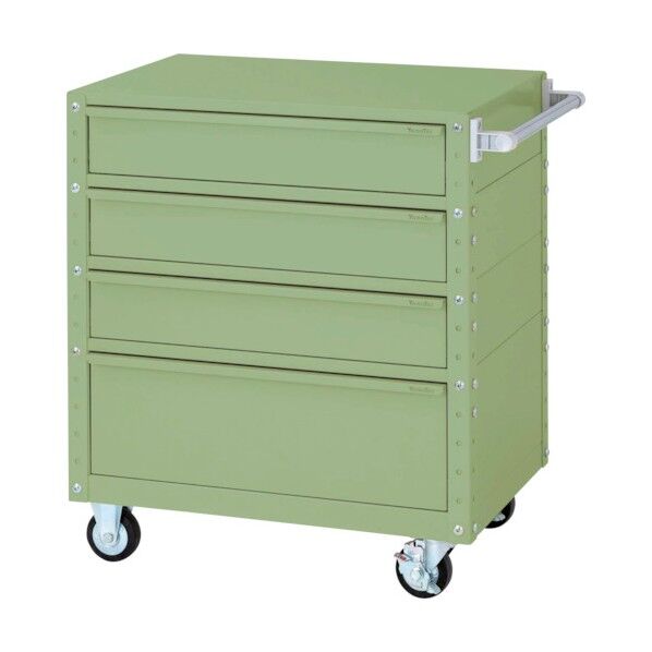 スペシャルワゴン 移動式 キャビネット深型1段×3個、超深型1段×1個グリーン W7CU-M3D-G 1点
