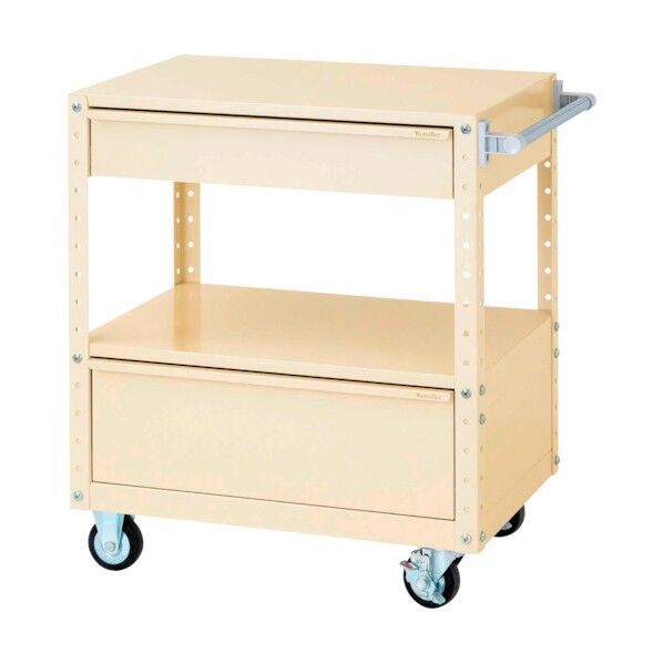 スペシャルワゴン 移動式 キャビネット深型1段×1個、超深型1段×1個アイボリー W7CU-MBD-IV 1点