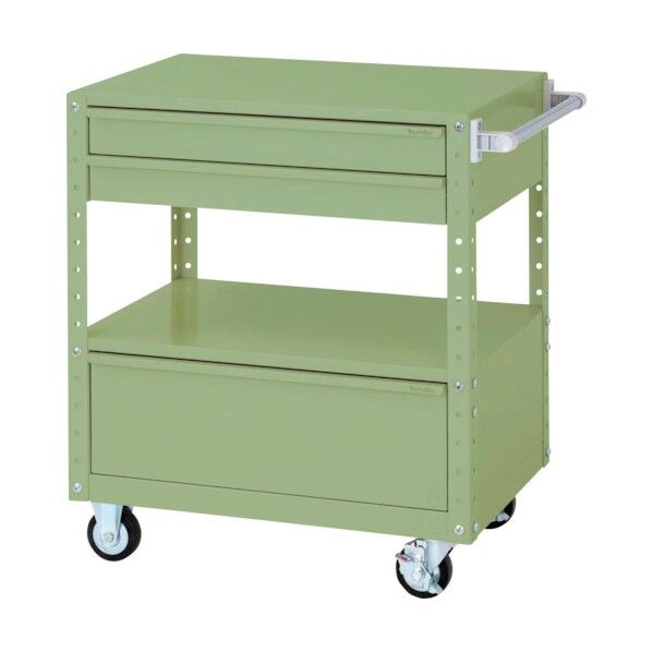 スペシャルワゴン 移動式 キャビネット浅型2段×1個、超深型1段×1個グリーン W7CU-SBD-G 1点