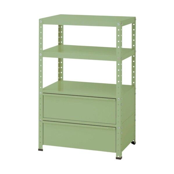 スペシャルワゴン 固定式 キャビネット超深型1段×2個グリーン W7H-BD2-G 1点