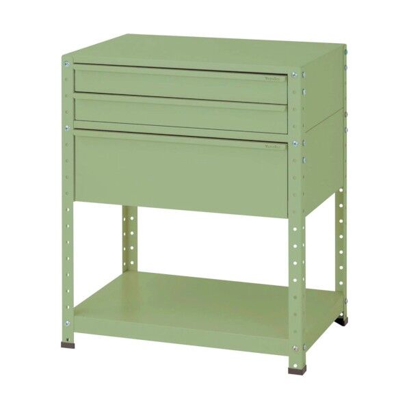 スペシャルワゴン 固定式 キャビネット浅型2段×1個、超深型1段×1個グリーン W7-SD-G 1点