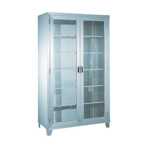 ステンレス保管庫両開ガラス扉