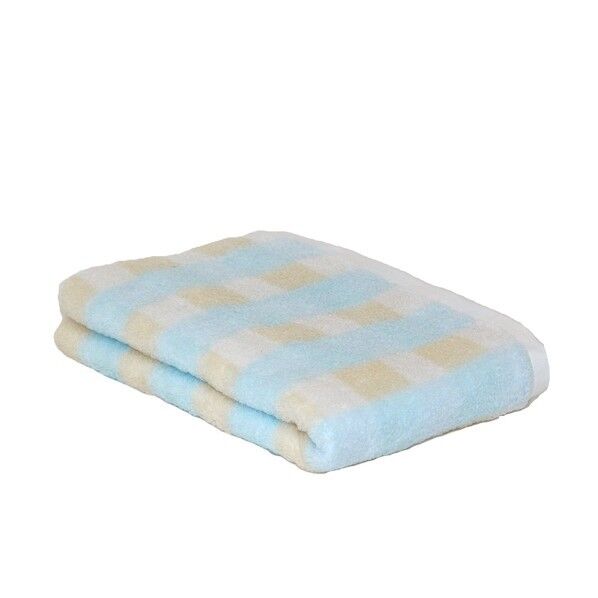 バスタオル めちゃふわチェック ブルー 約60×120cm 1枚 BP426701 1個