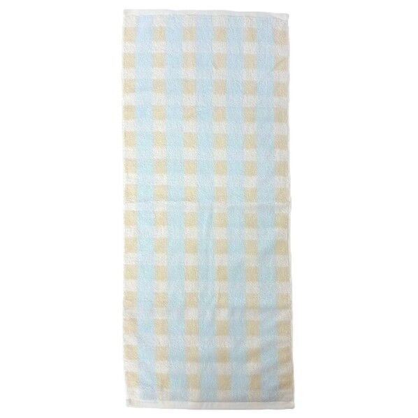  フェイスタオル めちゃふわチェック 約34×80cm ブルー FP426701 1個