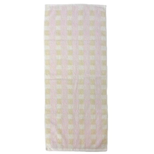 フェイスタオル めちゃふわチェック 約34×80cm ピンク FP426702 1個